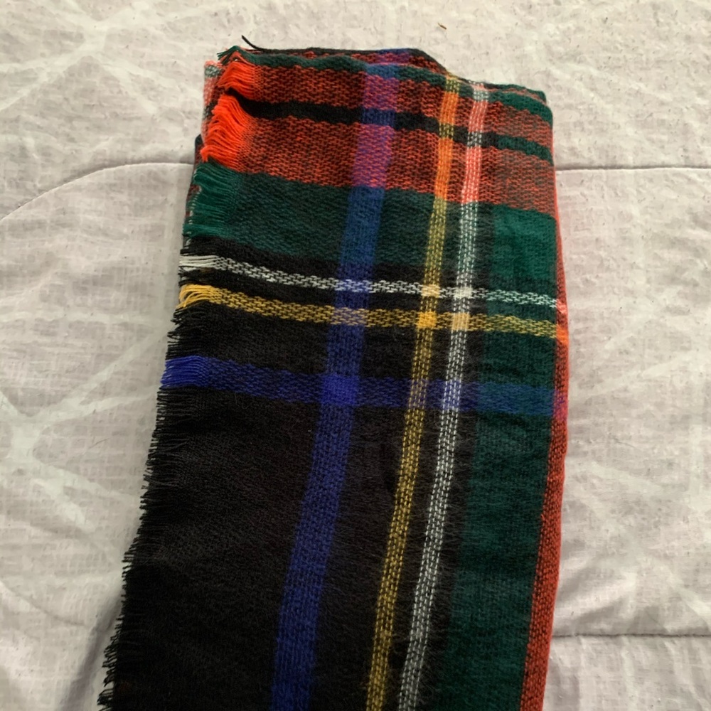 Plaid blanket scarf